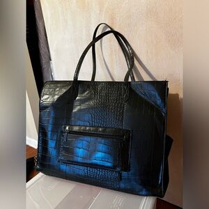Beis Work Tote in Black Croc